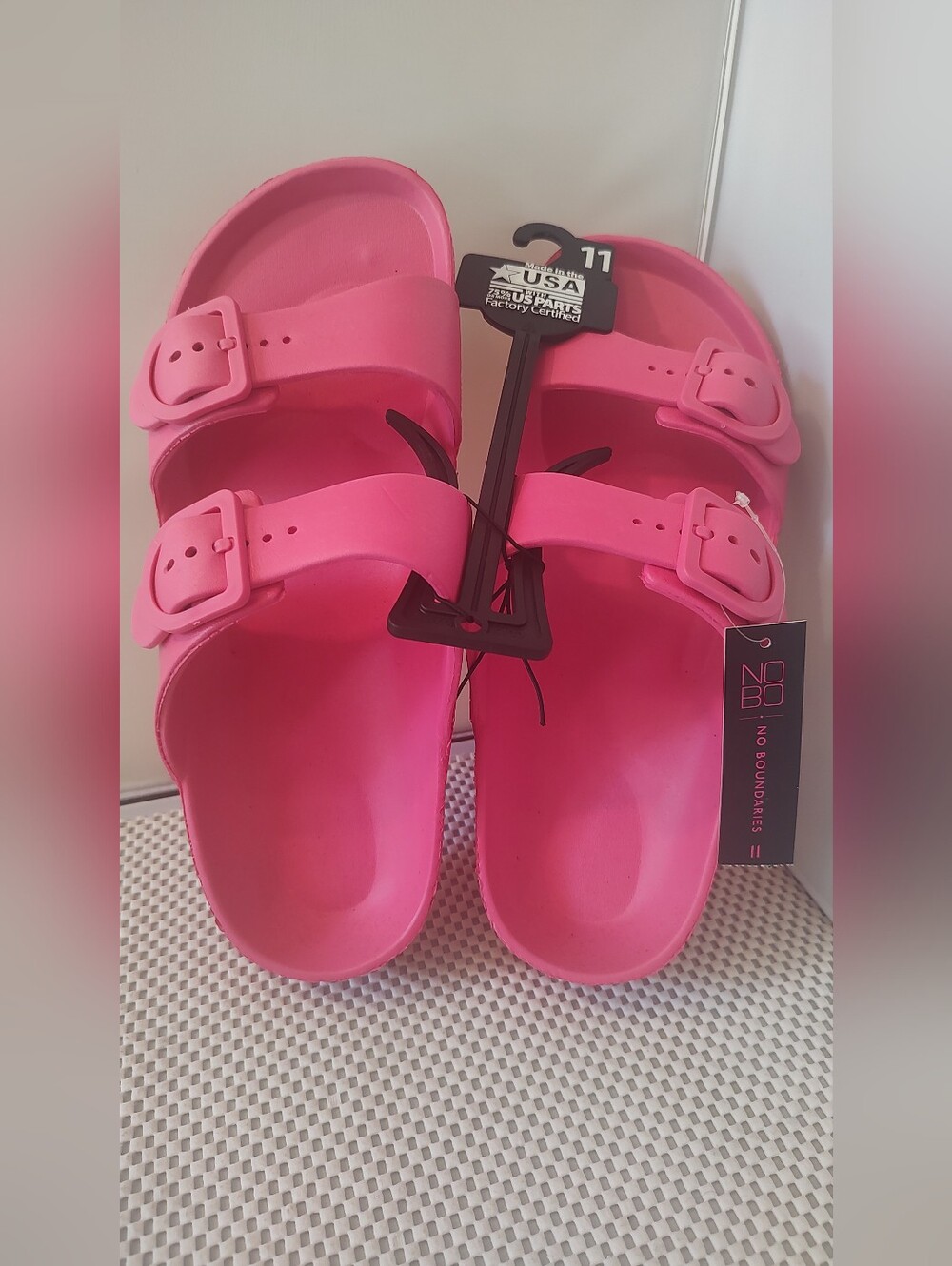 No Boundaries Women's Size 11 Two Buckle EVA Slide Sandals Pink NWT